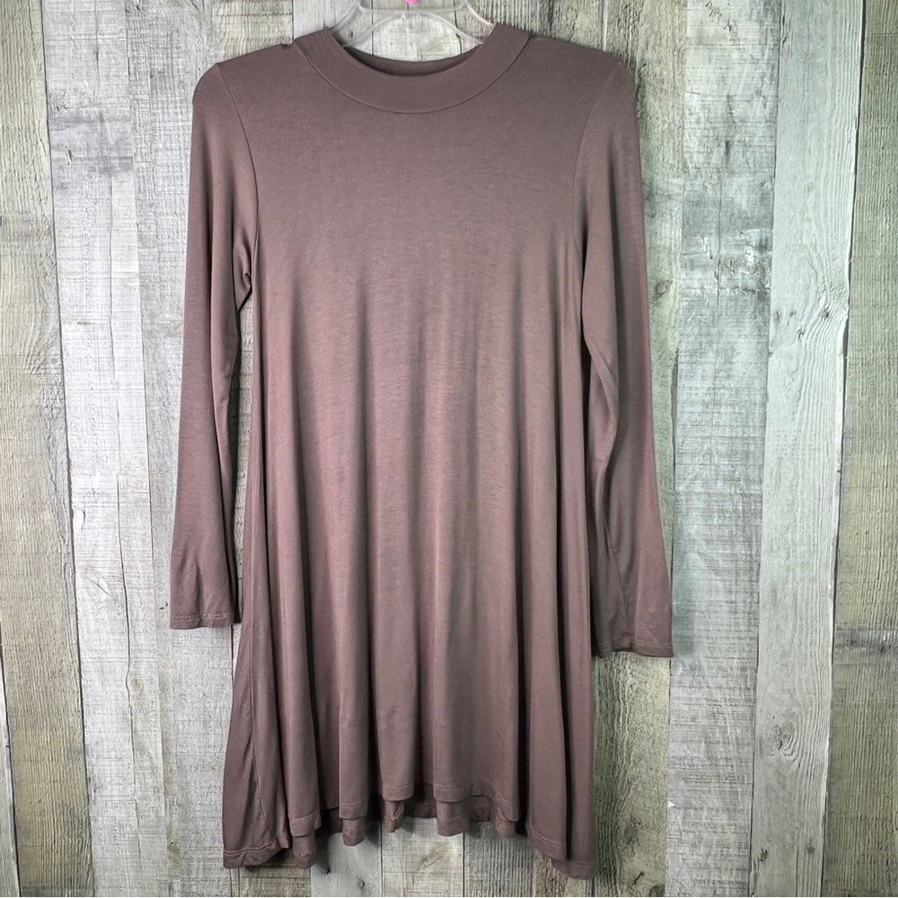 Newbury Kustom Small Rosewood Long Sleeve Mock Neck Mini Dress